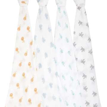 aden + anais Swaddle Blanket, 100% Organic Cotton Muslin Blankets for Girls & Boys, Baby Receiving S...