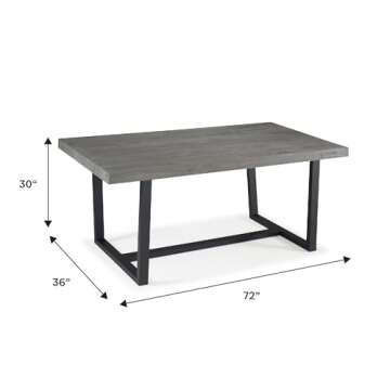 Walker Edison Andre Modern Solid Wood Dining Table, 72 Inch, Grey
