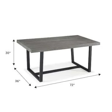 Walker Edison Andre Modern Solid Wood Dining Table, 72 Inch, Grey