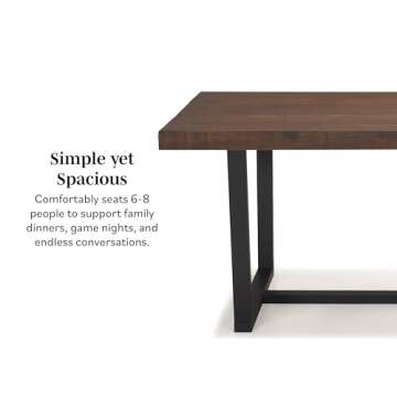 Walker Edison Andre Modern Solid Wood Dining Table, 72 Inch, Grey