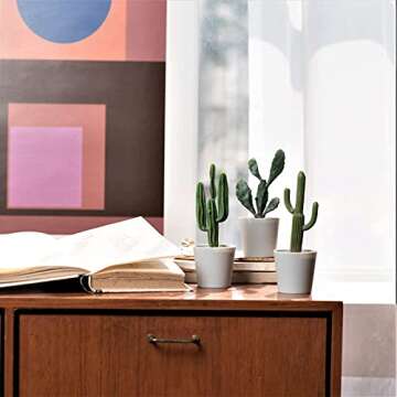 Hejdeco Set of 3 Artificial Cactus Plants for Modern Decor