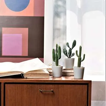 Hejdeco Set of 3 Artificial Cactus Plants for Modern Decor