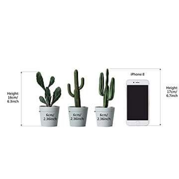 Hejdeco Set of 3 Artificial Cactus Plants for Modern Decor