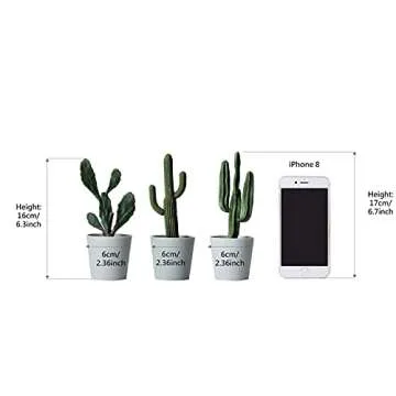Hejdeco Set of 3 Artificial Cactus Plants for Modern Decor