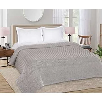 Glamburg 100% Soft and Breathable Cotton Thermal Blanket Queen Charcoal - Perfect for Layering Any Bed for All Season