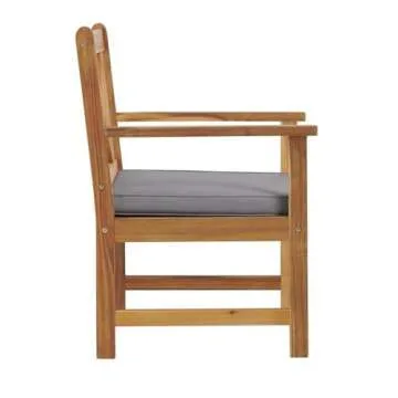 Manchester Outdoor Acacia Wood Chair Set with Water-Resistant Gray Cushions, Geometric Design, Natural Finish, Weather-Resistant Hardwood, Includes Two Chairs, 24 in. W x 24 in. D x 32 in. H