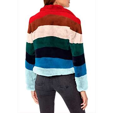 Stylish [BLANKNYC] Women's FAUX FUR JACKET - Rainbow Pop