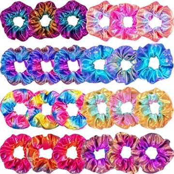 Tatuo Rainbow Scrunchies - 24 Colorful Hair Ties for All