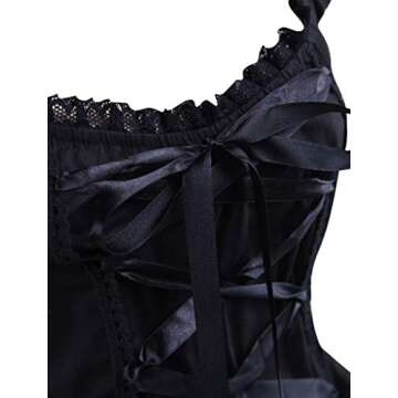 Ainclu Womens Classic Black Layered Lace-up Goth Lolita Dress S