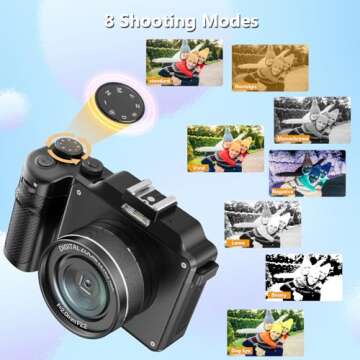 4K Digital Camera for Photography 48MP with WiFi 2 Batteries 32G TF Card,Vlogging Camera 18X Digital Zoom Auto Focus,Cameras Built in Microphone and Speaker