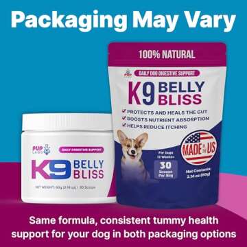 Pup Labs K9 Belly Bliss, All-Natural Gut Health for Dogs, Vet Approved Prebiotic for Dogs for Daily ...