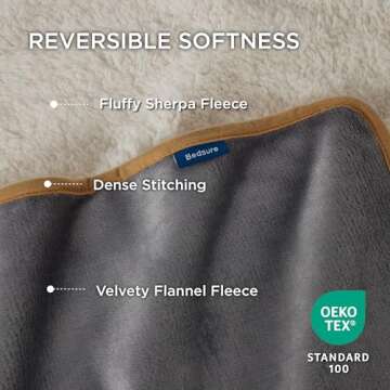 Bedsure Waterproof Dog Blankets for Extra Large Dogs - XL Cat Blanket Washable for Couch Protection, Sherpa Fleece Puppy Blanket, Soft Plush Reversible Throw Furniture Protector, 50x60, Grey