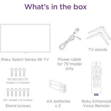 Roku Smart TV 43-Inch 4K HDR with Voice Remote