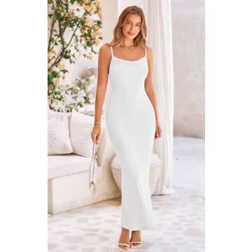 PRETTYGARDEN Women's 2024 Summer Casual Spaghetti Strap Maxi Dress Stretch Sexy Bodycon Dress Backle...