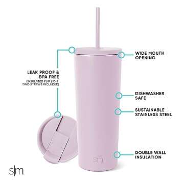 Simple Modern Insulated Tumbler with Lid and Straw | Iced Coffee Cup Reusable Stainless Steel Water ...