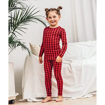 Cute Toddler Buffalo Check Pajama Set for Kids Sleepwear