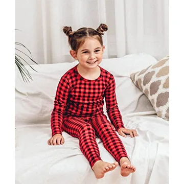 Cute Toddler Buffalo Check Pajama Set for Kids Sleepwear