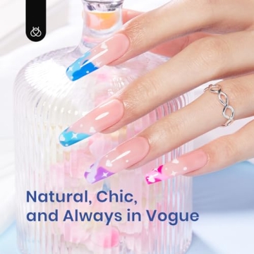 Beetles Gel Nail Kit Easy Nail Extension Set Beetles Gel X Pre shaped Long Coffin Soft Gel Nail Tips with 5 In 1 Nail Glue Gel Base Coat and Led Nail Lamp Acrylic Nail for Nail Art Diy Home Manicure