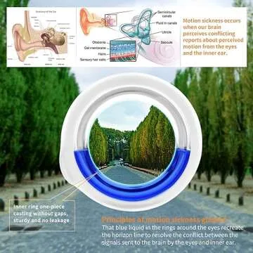 Hion Motion Sickness Glasses, Car Sickness Glasses,Relieve Carsickness Airsickness Seasickness Glasses,Anti Nausea Vertigo Glasses, No Lens Liquid Glasses for Adults or Kids(1Pair Without Bags)