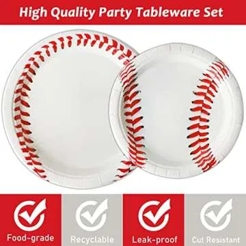 96 Pcs Baseball Party Supplies Set for 24 Guests