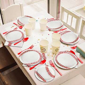 96 Pcs Baseball Party Supplies Set for 24 Guests
