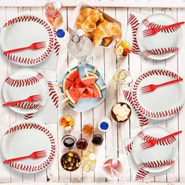 96 Pcs Baseball Party Supplies Set for 24 Guests
