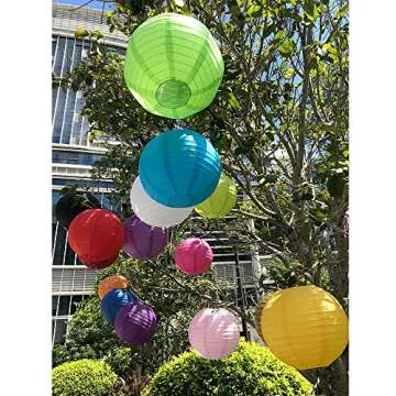 BEISHIDA 10Pcs White Paper Lanterns Decorative Chinese/Japanese Hanging Round Paper Lanterns Lamp for Birthday, Wedding, Christmas, Bridal, Home Decor, Party Decoration(Size of 4”, 6”, 8”, 10”)