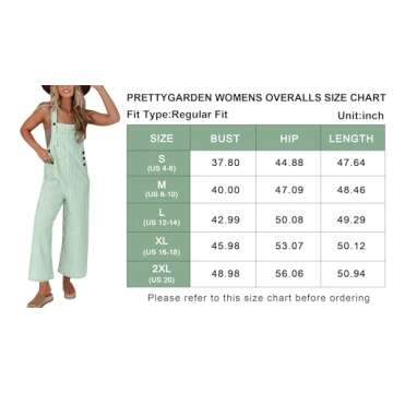PRETTYGARDEN Summer Jumpsuit For Women Striped Overall Outfits Sleeveless One Piece 2024 Western Wide Leg Strap Overalls Jumpers (Green Striped,S)