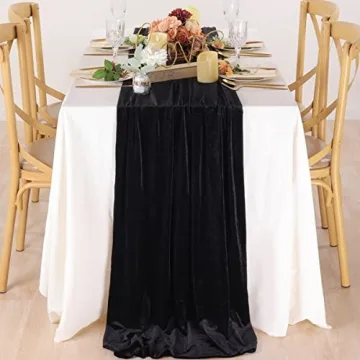Elegant Black Velvet Table Runner for Weddings and Events