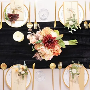 Elegant Black Velvet Table Runner for Weddings and Events