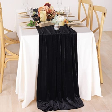 Elegant Black Velvet Table Runner for Weddings and Events