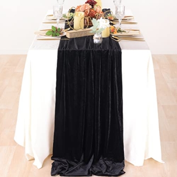Elegant Black Velvet Table Runner for Weddings and Events