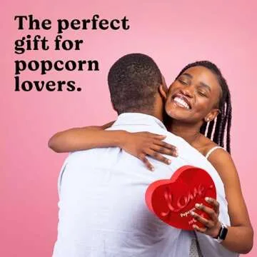 Valentines Gifts Gourmet Popcorn Gift Set For Women, Gift for Her in Heart-Shaped Box, Gluten-Free Caramel Popcorn with Candied Nuts, Kosher