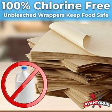 Eco Friendly, Grease Proof 12" x 12" Deli Wrap 100 Pk. Best Kraft Food Wrapping Paper Sheets for Picnic, Festival, Fair or BBQ. Perfect Liner for Tray, Basket or Boat. Quality Bulk Restaurant Supply