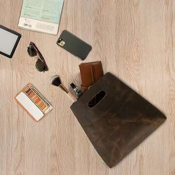 Hide & Drink Minimalist Handbag for Women - Leather Tote Bag