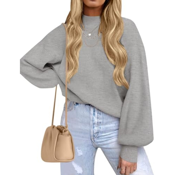 ZESICA Women's Oversized Knit Pullover Sweater in Grey