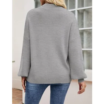 ZESICA Women's Oversized Knit Pullover Sweater in Grey