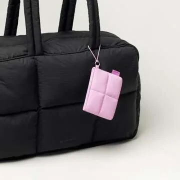 Comfyable Cute Puffy Coin Purse Pouch Change Holder For Women, Small Organizer with ID Window, Magnetic Closure, Water-repellent, Storage for Coin, Airpods, Lipstick, Card, Lavender Pink