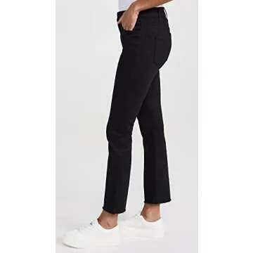 MOTHER Women's The Hustler Ankle Fray Jeans, Not Guilty, Black, 27