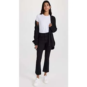 MOTHER Women's The Hustler Ankle Fray Jeans, Not Guilty, Black, 27