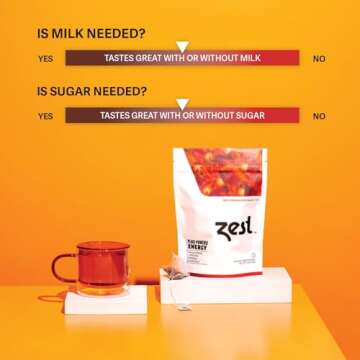 Zest 150mg High Caffeine Energy Leaf Blend - Spicy Masala Chai Black Tea - 20 Pack Bag - All Natural Strong Flavored Healthy Coffee Alternative Highly Caffeinated Substitute - Perfect for Keto Diet