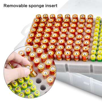 Xuerdon Battery Storage Organizer Case, Battery Vault Box Holder Container for 134pcs AA AAA Batteries, Garage Organization Carrying Bag Fits Home Kitchen Warehouse (Batteries Not Include)