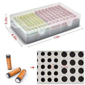 Xuerdon Battery Storage Organizer Case, Battery Vault Box Holder Container for 134pcs AA AAA Batteries, Garage Organization Carrying Bag Fits Home Kitchen Warehouse (Batteries Not Include)