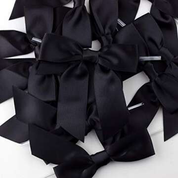 Elegant 30pcs Black Satin Ribbon Bows for Wrapping
