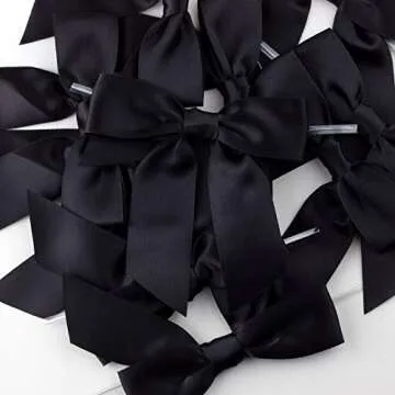 Elegant 30pcs Black Satin Ribbon Bows for Wrapping