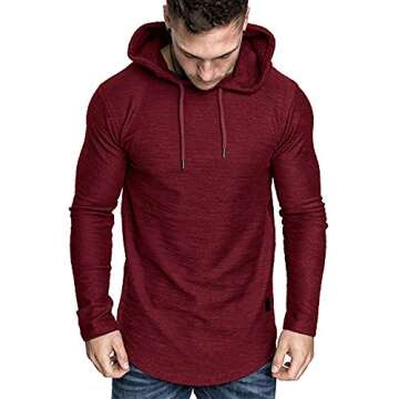 Lexiart Mens Fashion Athletic Hoodie Red Fleece Pullover