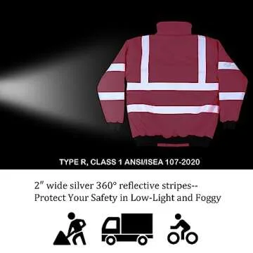 VENDACE Hi Vis Reflective Safety Winter Bomber Jacket Hoodie for Women ANSI High Visibility Pink Quilted Lining Jacket (Pink,XL)