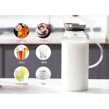 Stylish 68 Ounces Glass Pitcher with Stainless Steel Lid