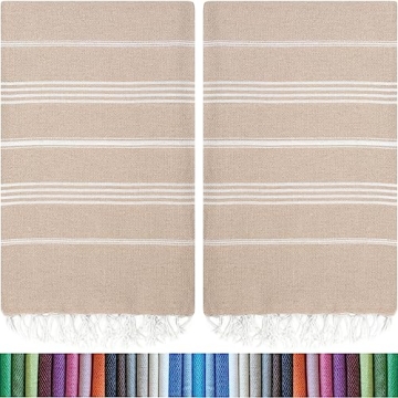 HAVLULAND 2 Pack Turkish Beach Towels - Quick Dry & Sand Free