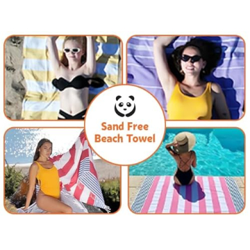 HAVLULAND 2 Pack Turkish Beach Towels - Quick Dry & Sand Free